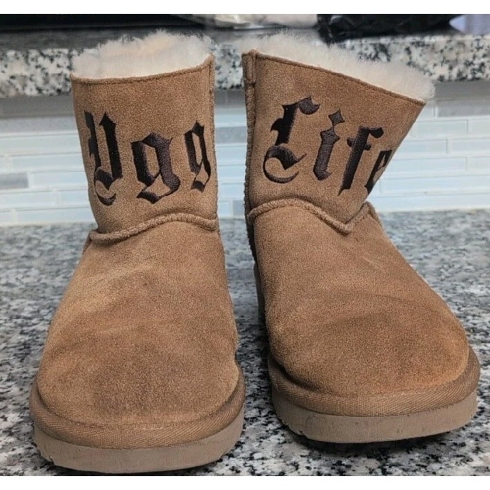 UGG x Jeremy Scott Ugg Life Chestnut Suede Boots Womens 6 Rare Limited Edition